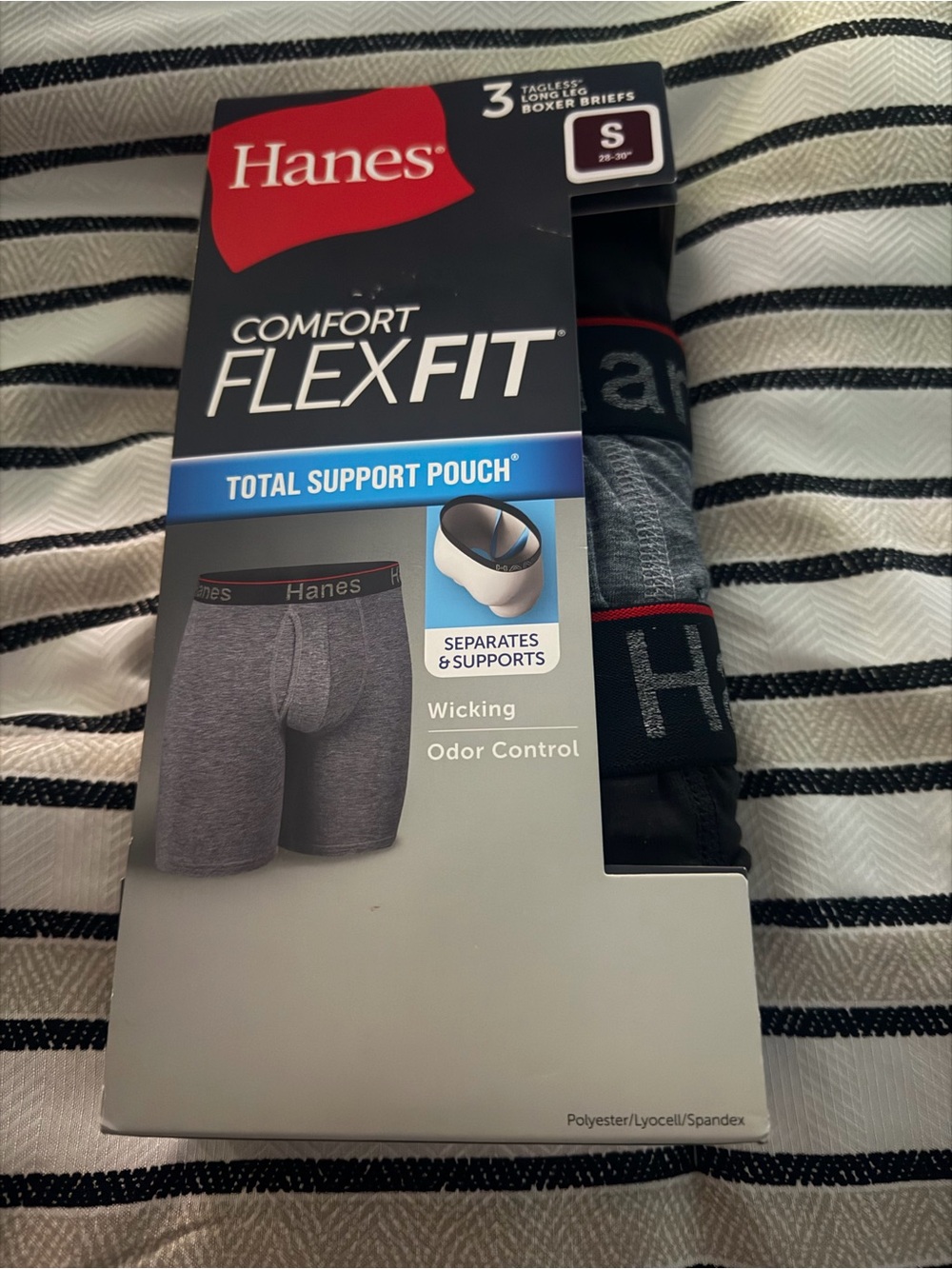 Hanes FlexFit Men’s Boxer Briefs - Gray and Black - 3 Pack
